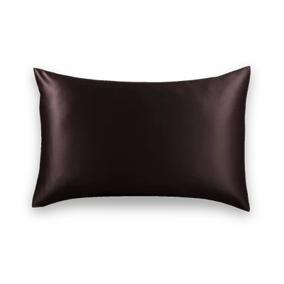 Taie d'oreiller en soie GAÏANNE coloris marron chocolat