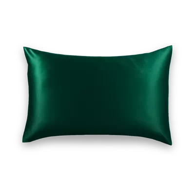 Taie d'oreiller en soie GAÏANNE coloris vert sapin