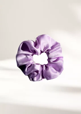 hair scrunchie in lilac-purple silk